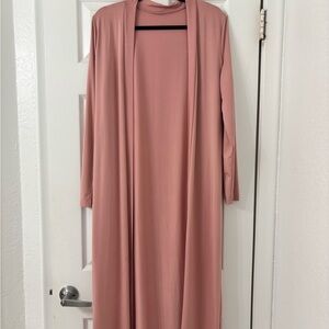 Elegant Pink Long Cardigan